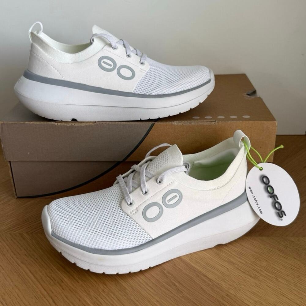 OOFOS OOMY Stride White/Grey Women Recovery Sneaker - SZ 6 - Picture 7 of 9
